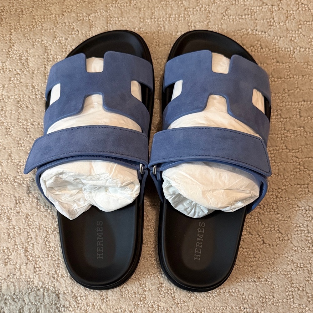 Hermès Chypre Blue Slide Sandals